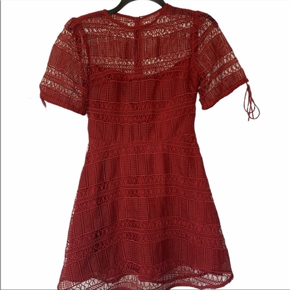 Tularosa Deep Red Eden Lace Fit & Flare Dress Size Small - Picture 5 of 13